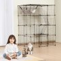 VEVOR Large 4-tier Cat Cage, 41 x 28 x 55", Detachable Metal Wire Cat Enclosure, with 4 Front Doors Hammock Ramp ladders, Indoor & Outdoor Crate Exercise Place Ideal for Kitty, Small Animals, Black