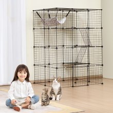 VEVOR Large 4-tier Cat Cage 41 x 28 x 55" Metal Wire Cat Enclosure with Hammock