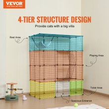 Cage pour chat VEVOR à 4 niveaux de grande taille 41 x 28 x 55 po Enclos pour chat en fil métallique avec hamac