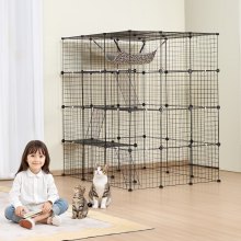 VEVOR Large 4-tier Cat Cage 41 x 41 x 55" Metal Wire Cat Enclosure with Hammock