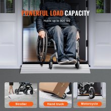 VEVOR Rampe de seuil de porte, hauteur de 2,5 cm, capacité de charge de 800 lb, rampe de porte pour fauteuils roulants, rampe de seuil en aluminium pour portes, rampe de seuil modulaire réglable pour fauteuils roulants, scooters, fauteuils électriques