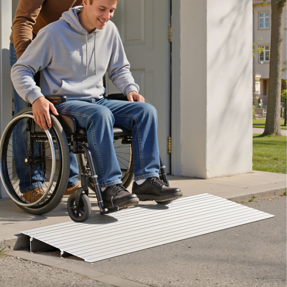 VEVOR Door Threshold Ramp, 2 inch Rise, Aluminum Alloy Threshold Ramp Rated 800 lbs Load Capacity, Handicap Ramps for Home Steps for Wheelchair, Scooters, Power Chairs, Walkers, Bicycle, Tricycle