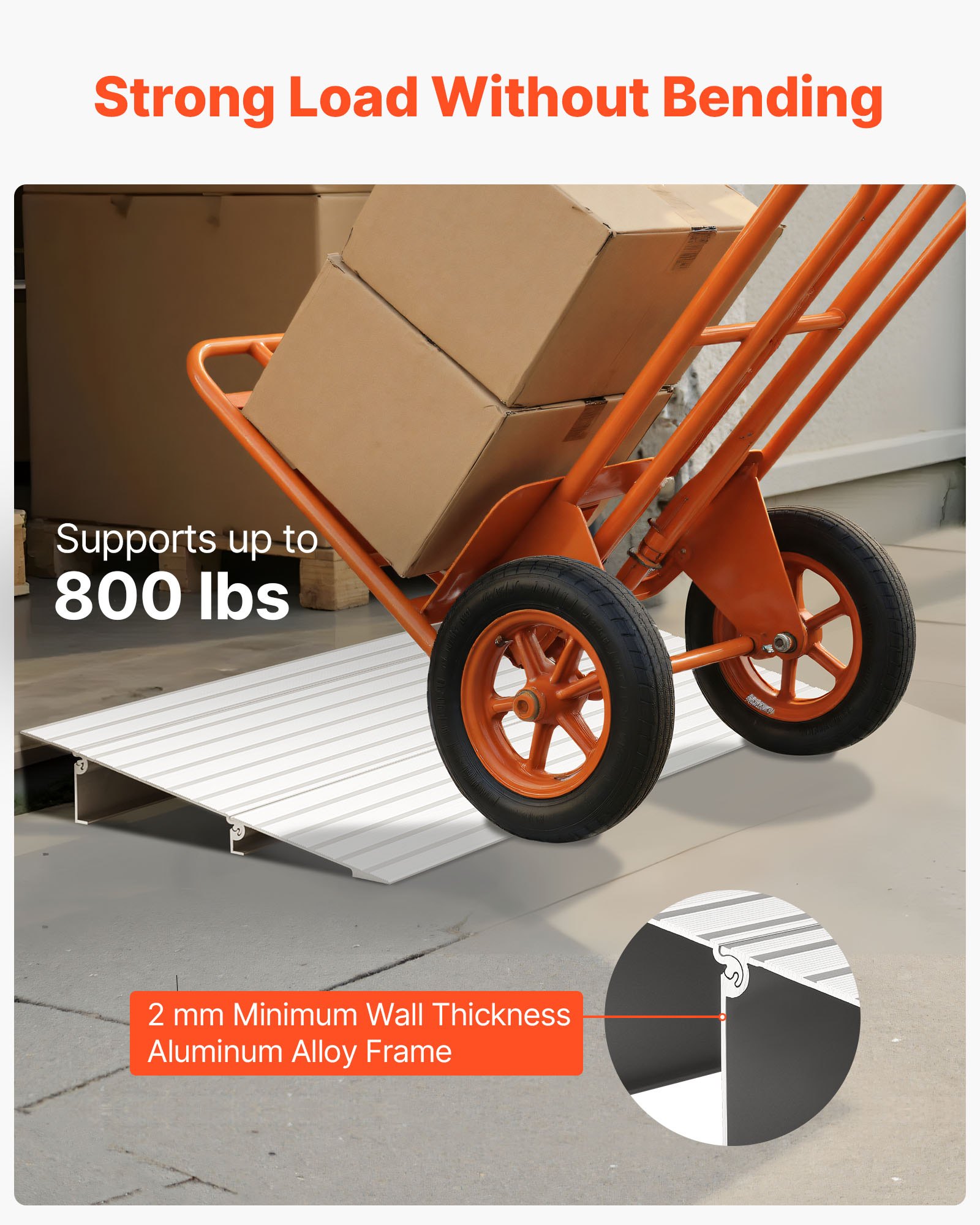 VEVOR Door Threshold Ramp, 2 inch Rise, Aluminum Alloy Threshold Ramp Rated 800 lbs Load Capacity, Handicap Ramps for Home Steps for Wheelchair, Scooters, Power Chairs, Walkers, Bicycle, Tricycle