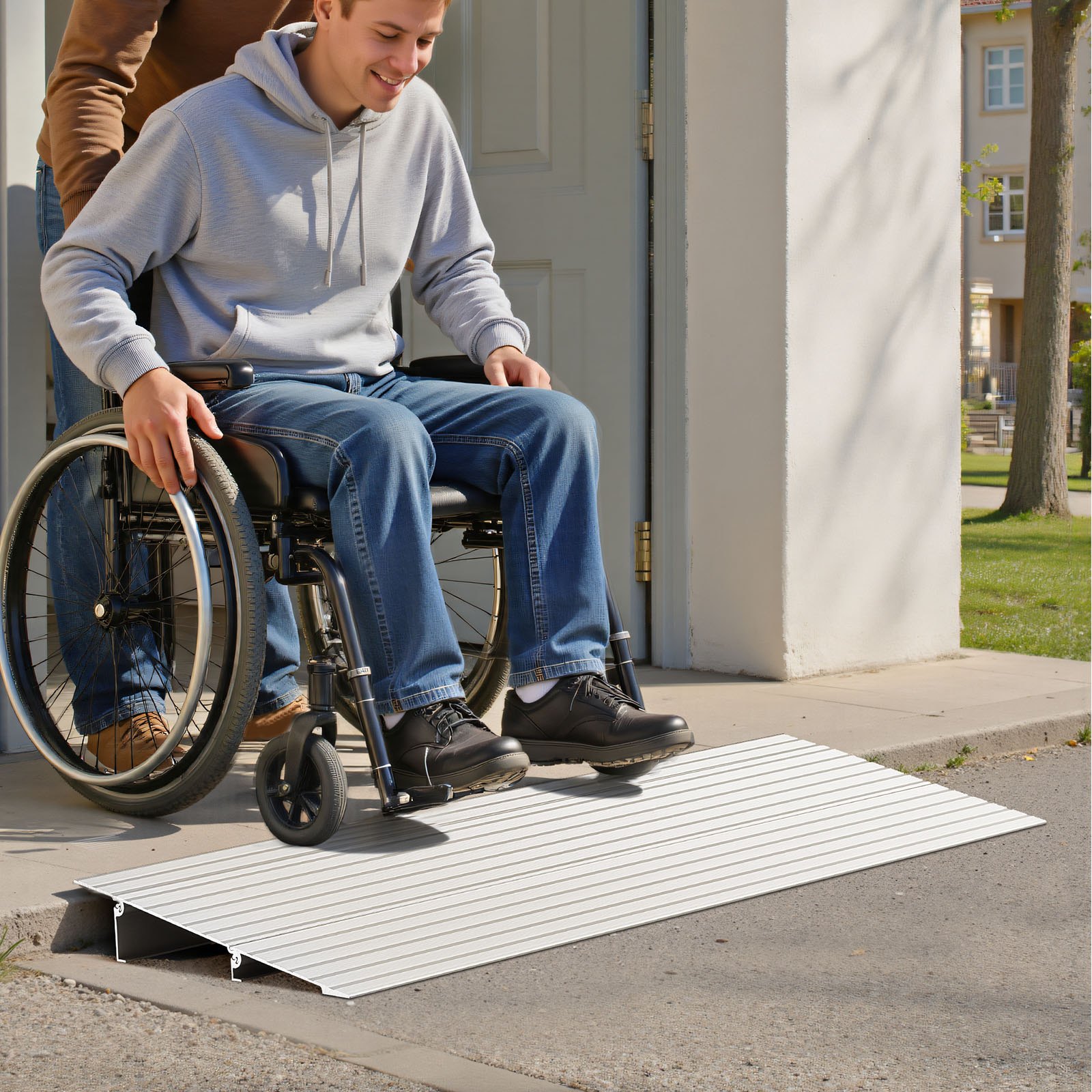 VEVOR Door Threshold Ramp, 2 inch Rise, Aluminum Alloy Threshold Ramp Rated 800 lbs Load Capacity, Handicap Ramps for Home Steps for Wheelchair, Scooters, Power Chairs, Walkers, Bicycle, Tricycle