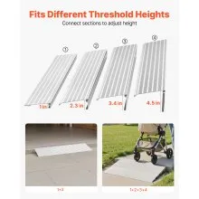 VEVOR Door Threshold Ramp, 4 inch Rise, Aluminum Alloy Threshold Ramp Rated 800 lbs Load Capacity, Handicap Ramps for Home Steps for Wheelchair, Scooters, Power Chairs, Walkers, Bicycle, Tricycle