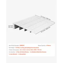 VEVOR Door Threshold Ramp, 4 inch Rise, Aluminum Alloy Threshold Ramp Rated 800 lbs Load Capacity, Handicap Ramps for Home Steps for Wheelchair, Scooters, Power Chairs, Walkers, Bicycle, Tricycle