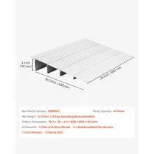 VEVOR Door Threshold Ramp, 4 inch Rise, Aluminum Alloy Threshold Ramp Rated 800 lbs Load Capacity, Handicap Ramps for Home Steps for Wheelchair, Scooters, Power Chairs, Walkers, Bicycle, Tricycle