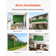 VEVOR Artificial Grass Wall Panels 12 PCS 20 x 20 inch 3D Greenery for Decor