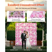 3D Flower Wall Panel 12 PCS 15x15 in Artificial Floral Mat for Wedding Privacy