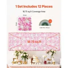 3D Flower Wall Panel 12 PCS 15x15 in Artificial Floral Mat for Wedding Privacy
