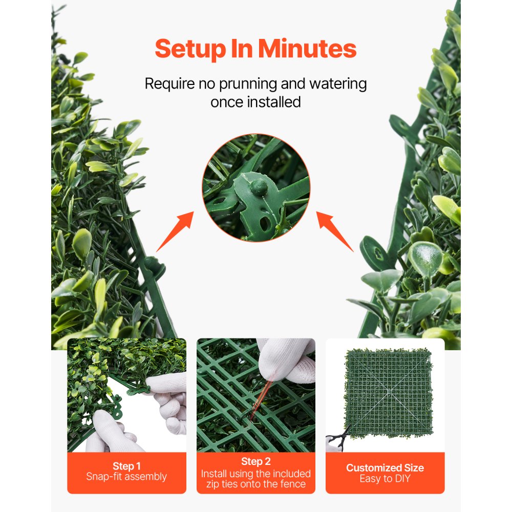 VEVOR Artificial Grass Wall Panels, 40 x 120 inch, Milan Grass Greenery Boxwood Panel for Indoor Outdoor Green Decor & Ivy Fence Covering, Privacy Backdrop Wall Hedge Screen for Garden