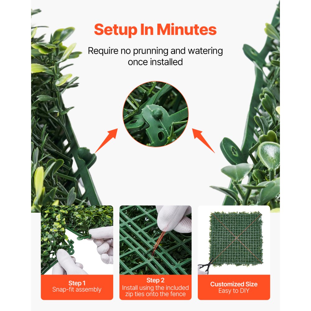 VEVOR Artificial Grass Wall Panels, 60 x 120 inch, Milan Grass Greenery Boxwood Panel for Indoor Outdoor Green Decor & Ivy Fence Covering, Privacy Backdrop Wall Hedge Screen for Garden