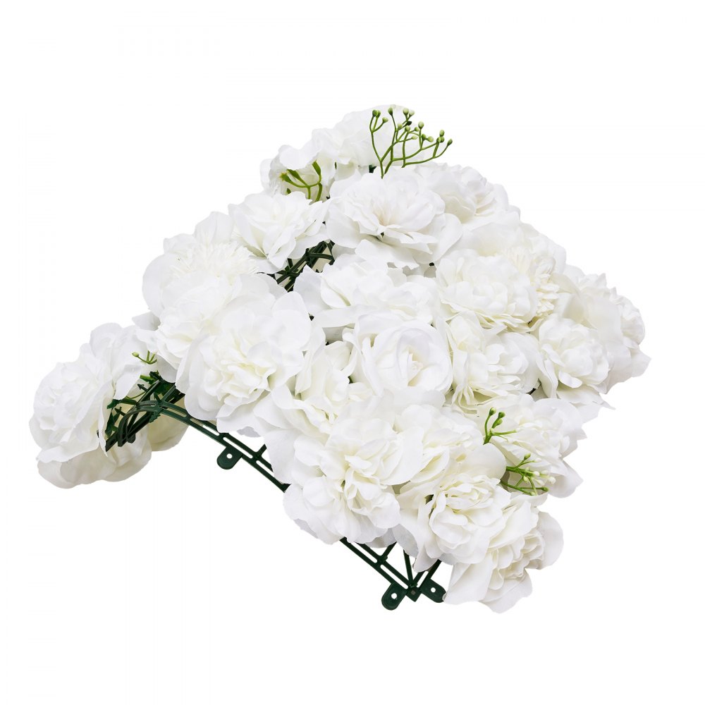 VEVOR 3D Flower Wall Panel, 24 PCS 380 x 380 mm, Artificial Floral Wall Background Mesh Backing Mat,Seamless Design&Easy Installation for Wedding Valentines Day Home Baby Party Backdrop Decor,White