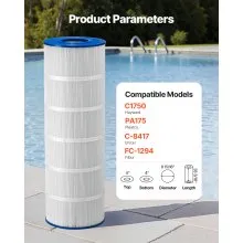 Hot Tub Pool Filter Cartridge 175 Sq. Ft Compatible Pleatco PA175 Hayward C1750