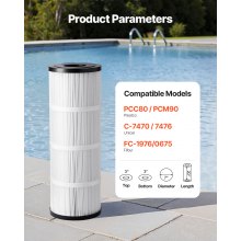 Hot Tub Pool Filter Cartridge 50 Sq. Ft Compatible Hayward C500 Pleatco PA50