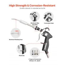 Car Cleaning Gun 6-9.2 Bar High-Pressure Air Blow Gun 2 Nozzles Blasts Dirt Dust