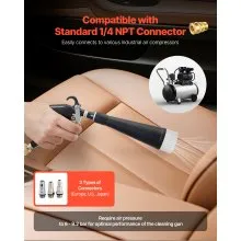 Car Cleaning Gun 6-9.2 Bar High-Pressure Air Blow Gun 2 Nozzles Blasts Dirt Dust