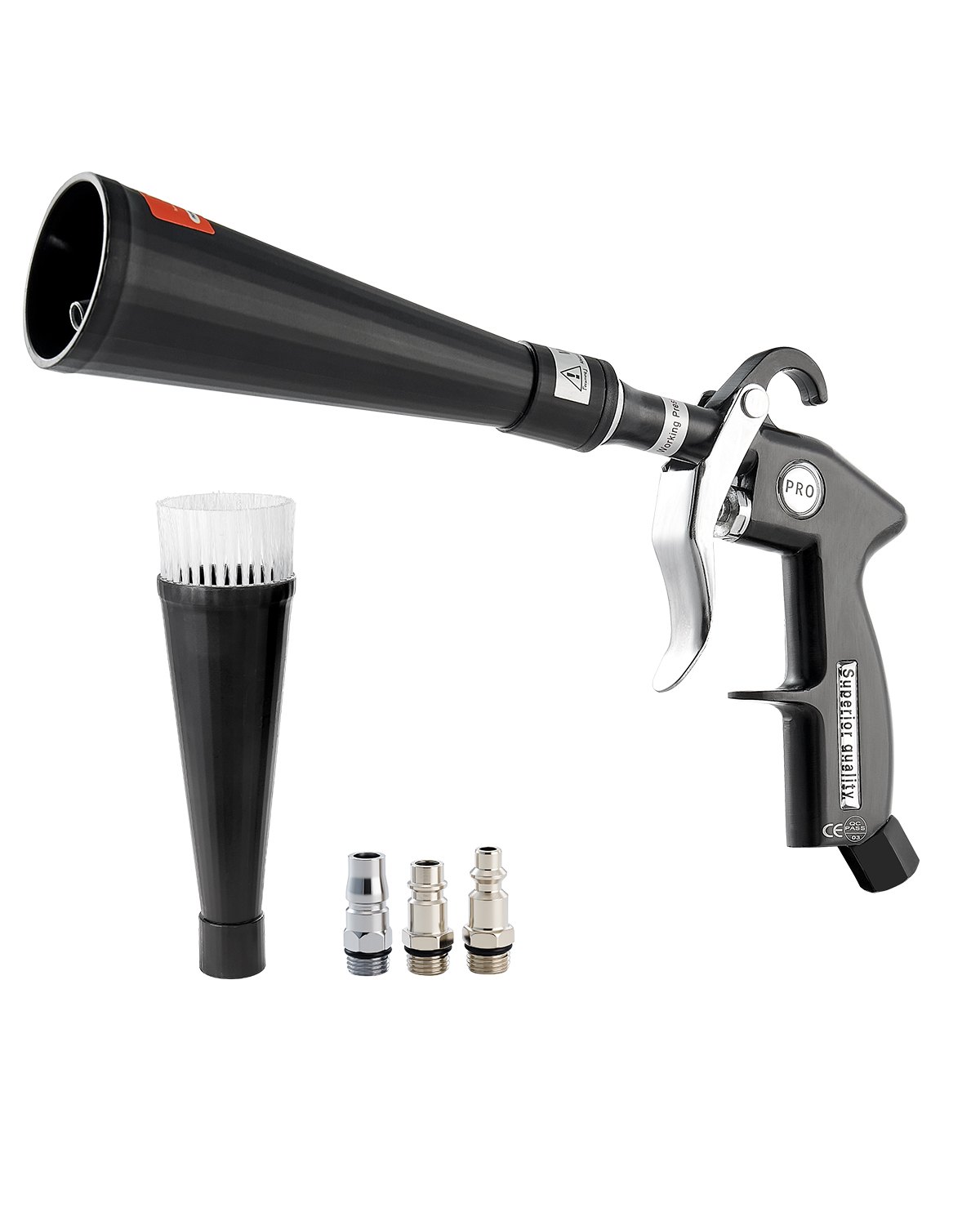 VEVOR Car Cleaning Gun, 6-9.2 Bar High-Pressure Air Blow Gun with 2 Set Nozzles, 360° Rotating Nozzle for Complete Cleaning, Quickly Blasts Dirt and Dust from Surface, Work with 1/4 NPT Air Compressor