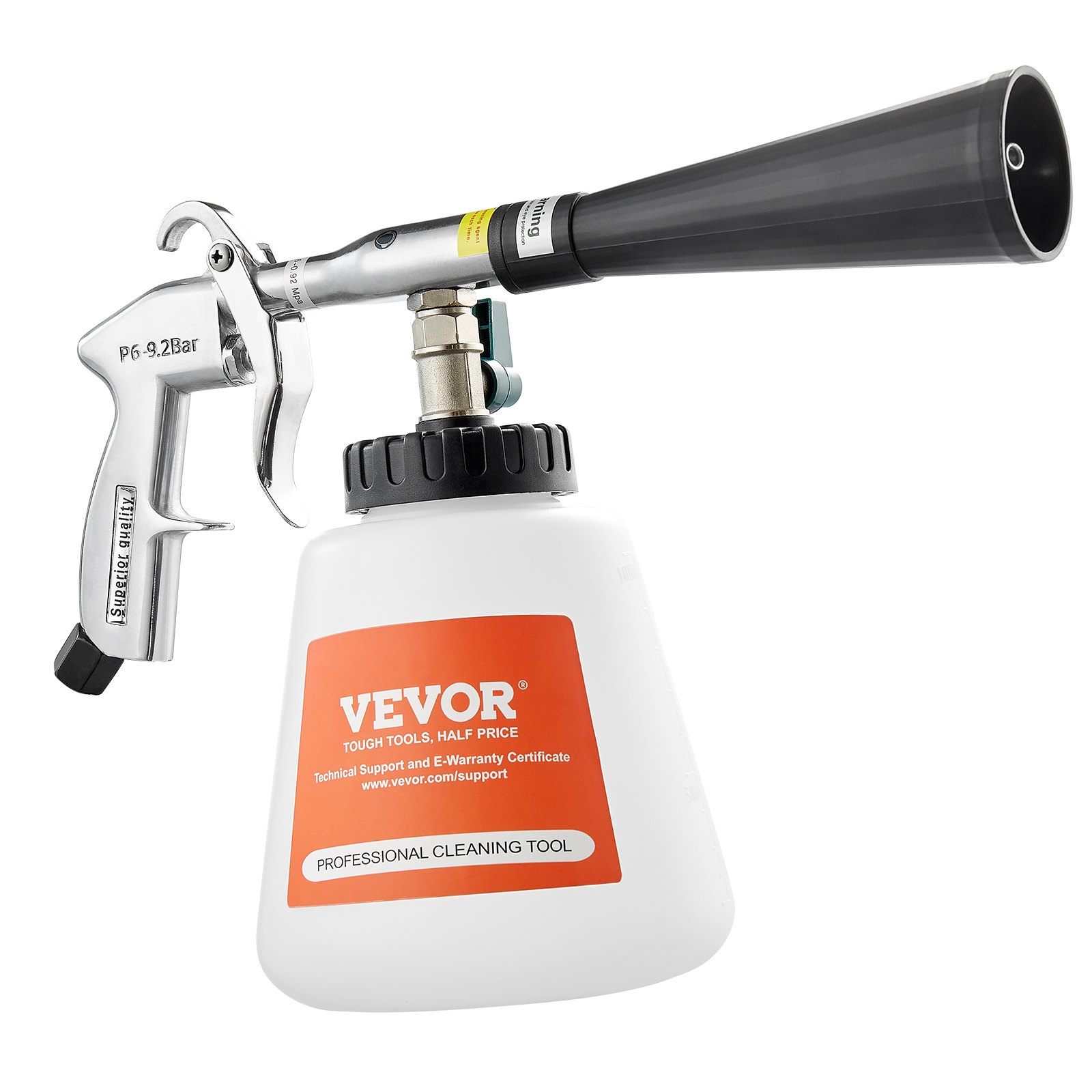 VEVOR Car Cleaning Gun, 6-9.2 Bar High-Pressure Air Blow Gun with 2 Set Nozzles & 1L Liquid Bottle, Vortex Cleaning Gun, Quickly Blasts Dirt and Dust from Surface, Suitable for 1/4 NPT Air Compressor