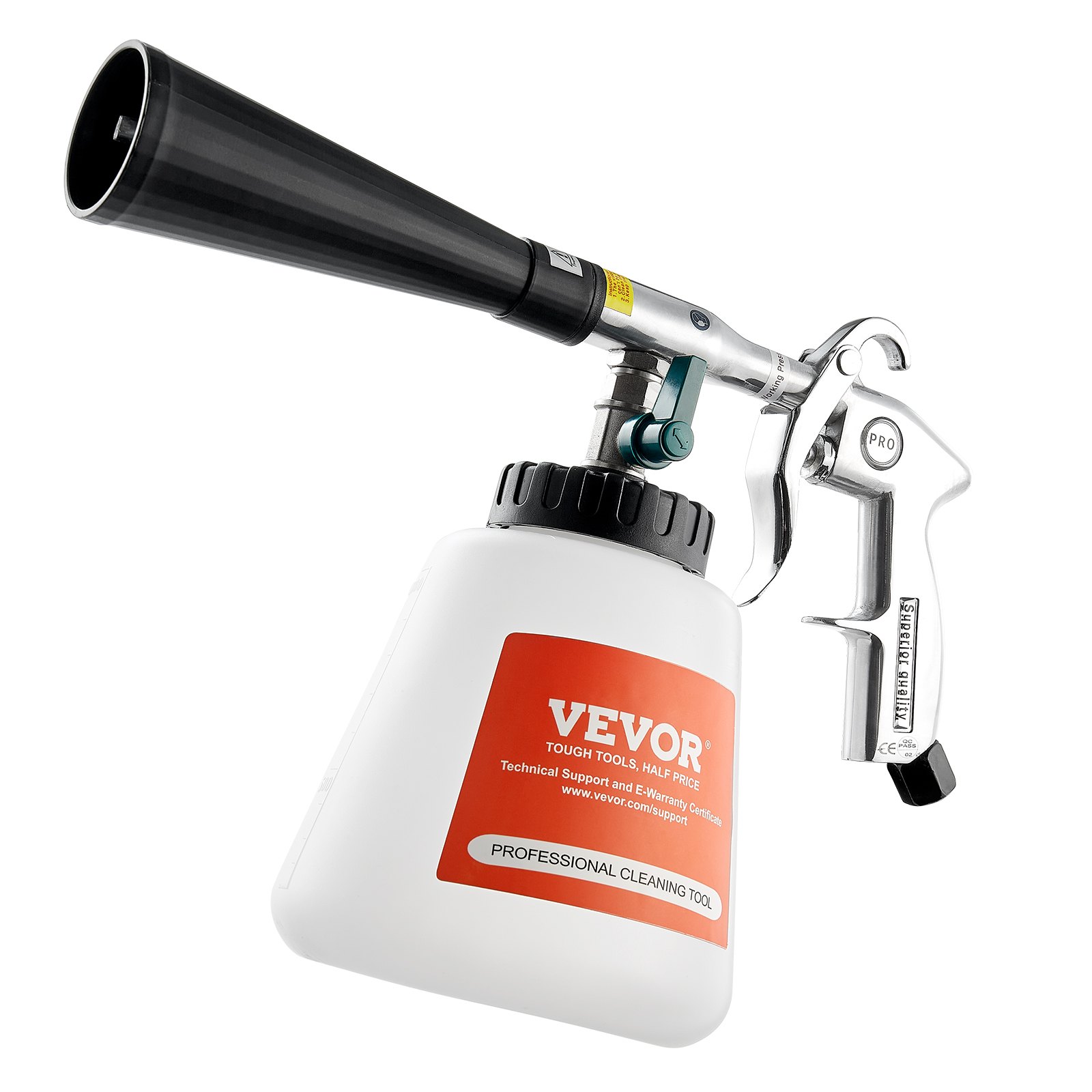 VEVOR Car Cleaning Gun, 6-9.2 Bar High-Pressure Air Blow Gun with 2 Set Nozzles & 1L Liquid Bottle, Vortex Cleaning Gun, Quickly Blasts Dirt and Dust from Surface, Suitable for 1/4 NPT Air Compressor