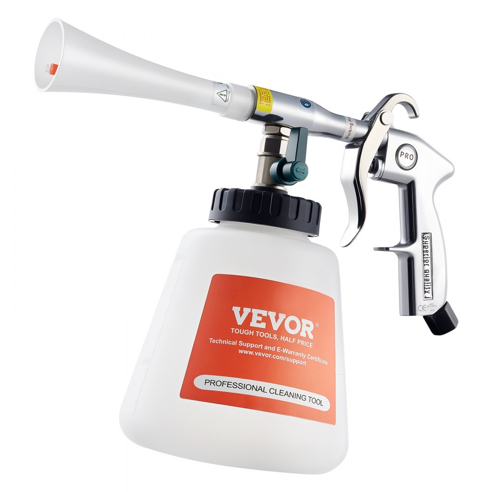 VEVOR Car Cleaning Gun, 6-9.2 Bar High-Pressure Air Blow Gun with 2 Set Nozzles & 1L Liquid Bottle, Vortex Cleaning Gun, Quickly Blasts Dirt and Dust from Surface, Work with 1/4 NPT Air Compressor