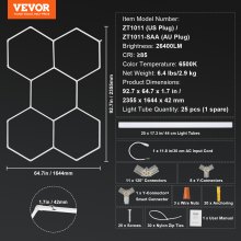 VEVOR Hexagon Garage Lights 26400LM 5 Grid Honeycomb LED Shop Ceiling Light