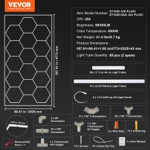 VEVOR Hexagon Garage Lights 66300LM 15 Grids Honeycomb LED Shop Ceiling Light