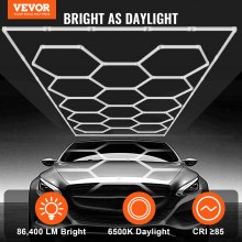 VEVOR Hexagon Garage Lights 86400LM 5 Grid Honeycomb LED Shop Ceiling Light