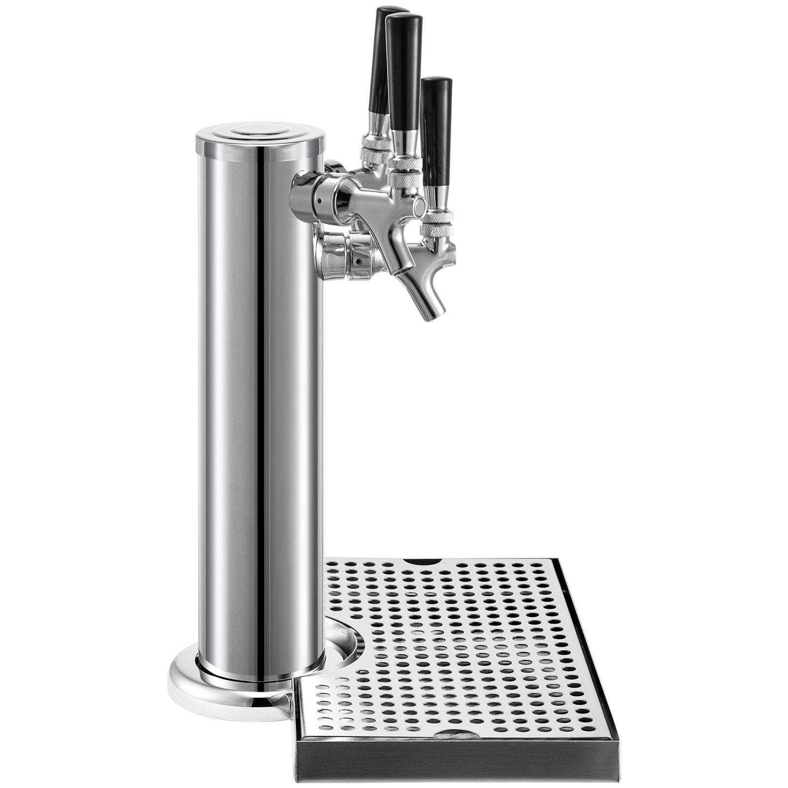 VEVOR Stainless Steel 76mm Triple Tap Draft Beer Tower with Drip Tray for Home