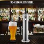 VEVOR Beer Tower, Single Faucet Tap Kegerator Tower, Stainless Steel Draft Beer Tower, 3" Diameter Column Beer Dispenser Tower, Beer Tower Kit With Hose, Wrench, Black Handle, 4 Nuts for Home & Bar