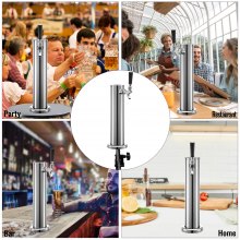 VEVOR Beer Tower, Single Faucet Kegerator Tower, Stainless Steel Draft Beer Tower, 3" Dia. Column Beer Dispenser Tower, Beer Tower Kit With Hose, Wrench, Cover for Home & Bar
