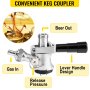 VEVOR kegerator kit with convenient keg coupler, lever handle, and pressure release.