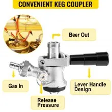 VEVOR Kegerator Tower Kit, Single Tap Beer Conversion Kit, No Tank Keg Conversion Kit, Stainless Steel Keg Tower, Deluxe Kegarator Beer Conversion With Dual Gauge Regulator & D-System Keg Coupler