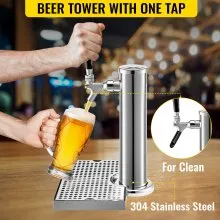 VEVOR Kegerator Tower Kit, Single Tap Beer Conversion Kit, No Tank Keg Conversion Kit, Stainless Steel Keg Tower, Deluxe Kegarator Beer Conversion With Dual Gauge Regulator & D-System Keg Coupler