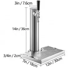 VEVOR Kegerator Tower Kit, Single Tap Beer Conversion Kit, No Tank Keg Conversion Kit, Stainless Steel Keg Tower, Deluxe Kegarator Beer Conversion With Dual Gauge Regulator & D-System Keg Coupler
