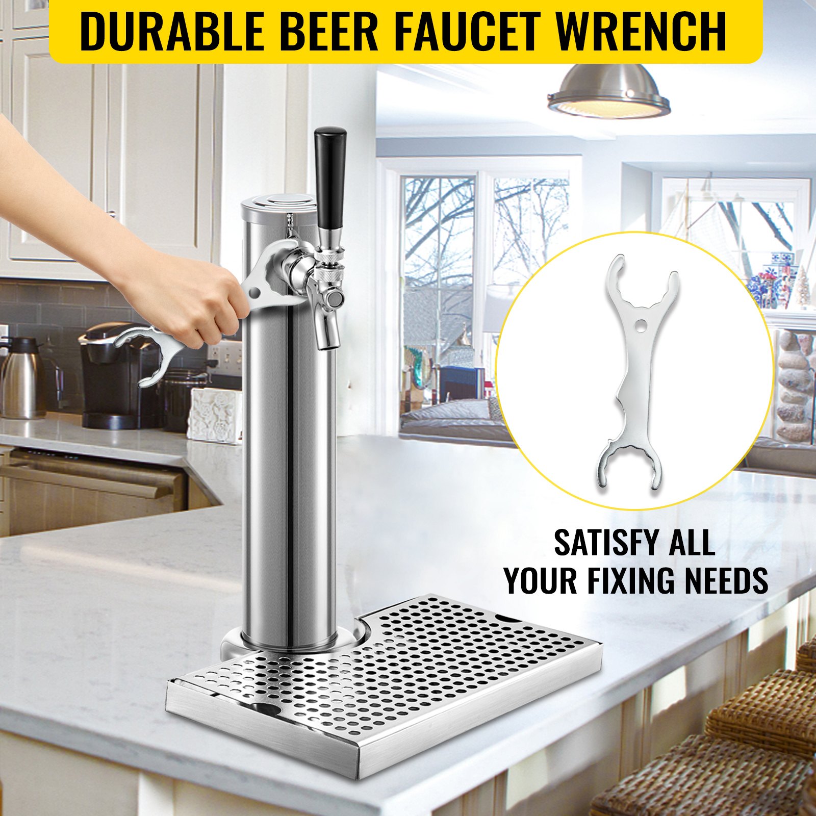 VEVOR Kegerator Tower Kit, Single Tap Beer Conversion Kit, No Tank Keg Conversion Kit, Stainless Steel Keg Tower, Deluxe Kegarator Beer Conversion With Dual Gauge Regulator & D-System Keg Coupler