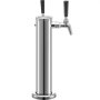 VEVOR Torre de cerveza, torre Kegerator de grifo de latón doble ajustable, torre de cerveza de barril de acero inoxidable, torre dispensadora de cerveza de columna de 3 pulgadas de diámetro, kit de torre de cerveza con llave, mango negro para el hogar y el bar