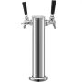 VEVOR Torre de cerveza, torre Kegerator de grifo de latón doble ajustable, torre de cerveza de barril de acero inoxidable, torre dispensadora de cerveza de columna de 3 pulgadas de diámetro, kit de torre de cerveza con llave, mango negro para el hogar y el bar