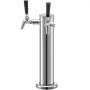 VEVOR Torre de cerveza, torre Kegerator de grifo de latón doble ajustable, torre de cerveza de barril de acero inoxidable, torre dispensadora de cerveza de columna de 3 pulgadas de diámetro, kit de torre de cerveza con llave, mango negro para el hogar y el bar
