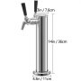 VEVOR Torre de cerveza, torre Kegerator de grifo de latón doble ajustable, torre de cerveza de barril de acero inoxidable, torre dispensadora de cerveza de columna de 3 pulgadas de diámetro, kit de torre de cerveza con llave, mango negro para el hogar y el bar