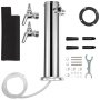 VEVOR Torre de cerveza, torre Kegerator de grifo de latón doble ajustable, torre de cerveza de barril de acero inoxidable, torre dispensadora de cerveza de columna de 3 pulgadas de diámetro, kit de torre de cerveza con llave, mango negro para el hogar y el bar