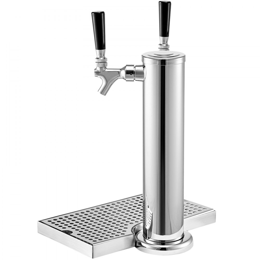 VEVOR Kegerator Tower Kit, Double Tap Beer Conversion Kit, No Tank Keg Conversion Kit, Stainless Steel Keg Tower, Deluxe Kegarator Beer Conversion With Dual Gauge Regulator & D-System Keg Coupler