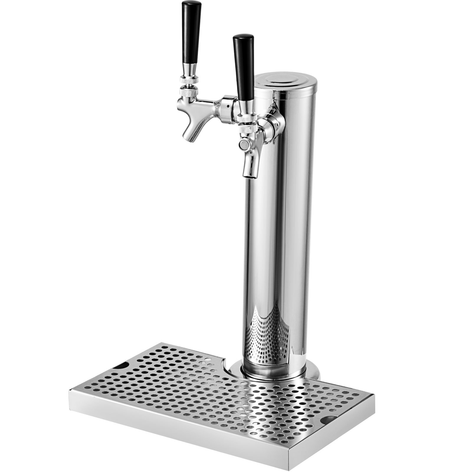 VEVOR Kegerator Tower Kit, Double Tap Beer Conversion Kit, No Tank Keg Conversion Kit, Stainless Steel Keg Tower, Deluxe Kegarator Beer Conversion With Dual Gauge Regulator & D-System Keg Coupler