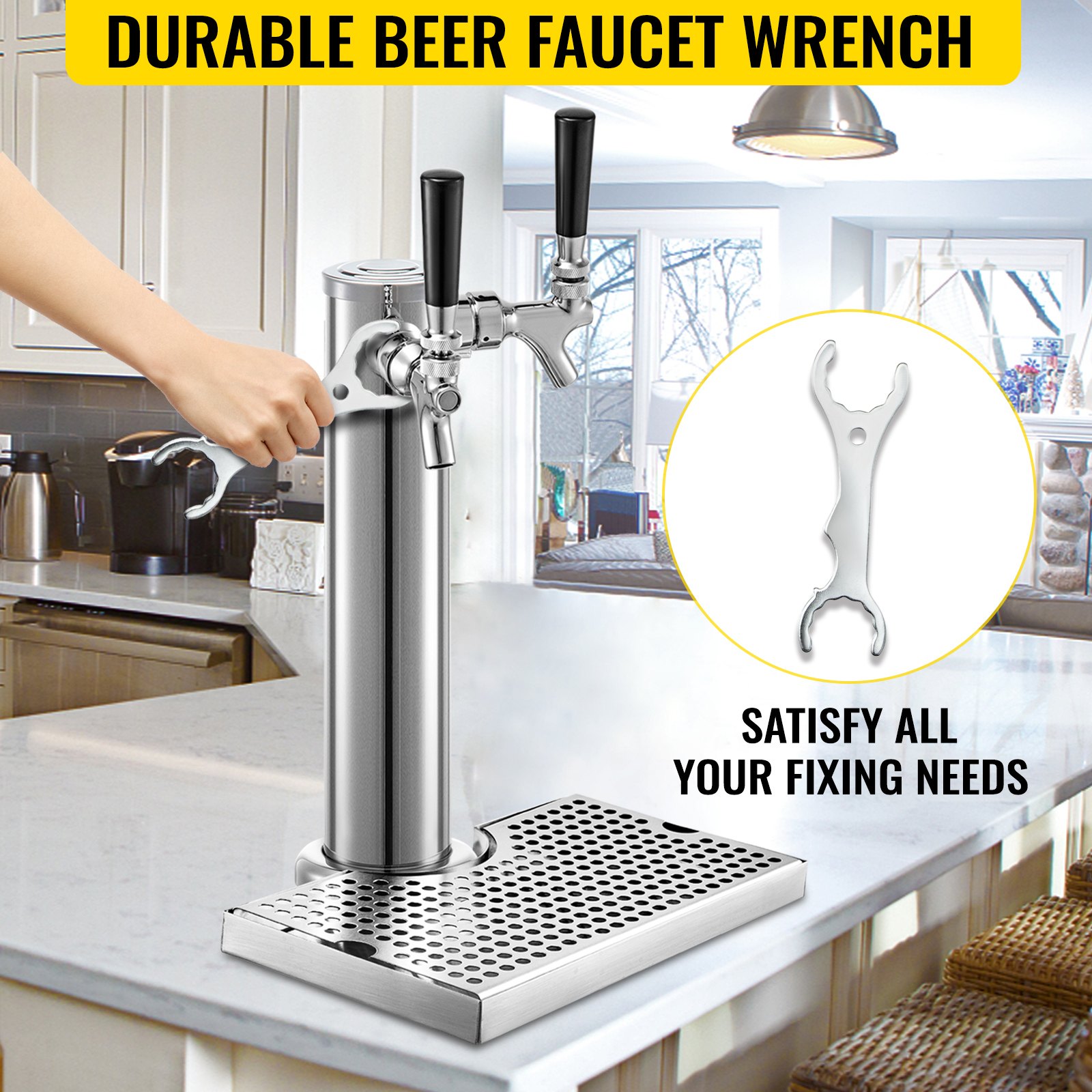 VEVOR Kegerator Tower Kit, Double Tap Beer Conversion Kit, No Tank Keg Conversion Kit, Stainless Steel Keg Tower, Deluxe Kegarator Beer Conversion With Dual Gauge Regulator & D-System Keg Coupler
