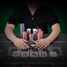 Súprava pokerových žetónov VEVOR, 200-dielna pokerová súprava, kompletná súprava na hranie pokru s hliníkovým puzdrom, 11,5 gramové kasínové žetóny, karty, gombíky a kocky, pre Texas Hold'em, Blackjack, hazardné hry