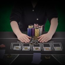VEVOR Pokerchipset, 500-bitars pokerset, komplett pokerspelset med väska, tungvikts 14 grams kasinolermarker, kort, knappar och tärningar, för Texas Hold'em, blackjack, hasardspel