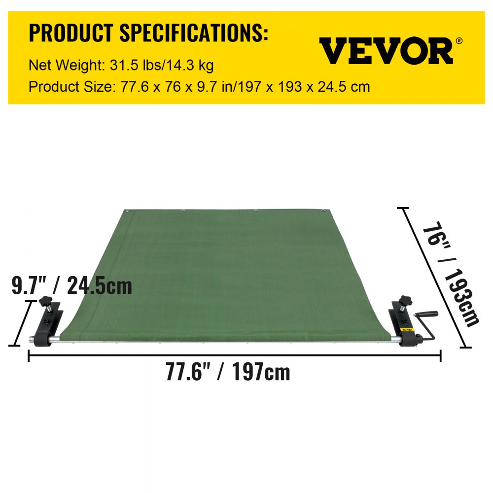 VEVOR Truck Bed Unloader, 2000 lbs/907 kg Capacity Cargo Mat, Heavy Duty Pickup Truck Unloader with Convenient Hand Crank, Professional Pickup Bed Unloader Fits for Full Size, Mid Size Trucks