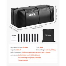Hitch Cargo Carrier Bag 59.84 x 23.9 x 24.02 in (20 Cu.ft) with 8 Straps