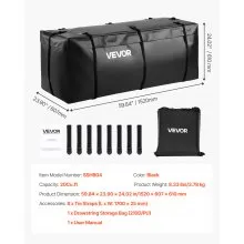 Hitch Cargo Carrier Bag 59.84 x 23.9 x 24.02 in (20 Cu.ft) with 8 Straps
