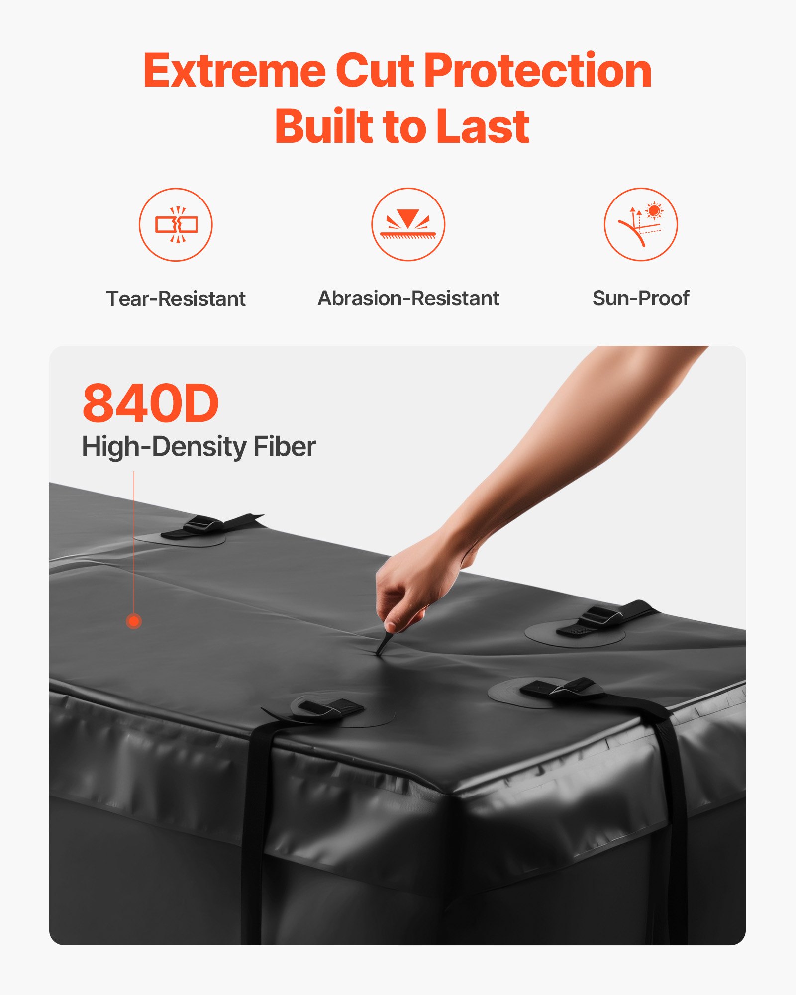 VEVOR Hitch Cargo Carrier Bag, Waterproof 840D PVC, 59.84 x 23.9 x 24.02 in (20 Cubic Feet), Heavy Duty Cargo Bag for Truck Bed Storage with 8 Reinforced Straps, Suitable for Car Vans Hitch Basket